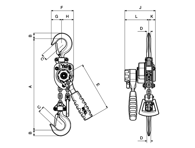 yale handy ratchet hoist dimensions